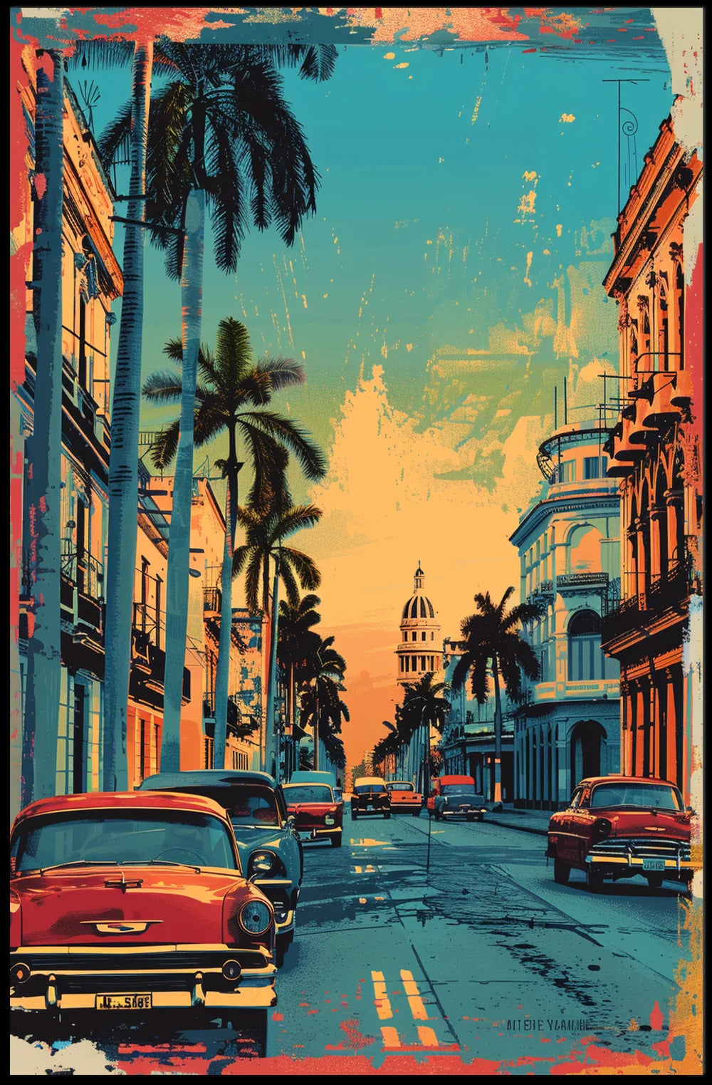 Havana Retro Street Scene Pop Art Poster