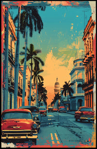 Havana Retro Street Scene Pop Art Poster