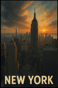 New York Skyline At Sunset Poster