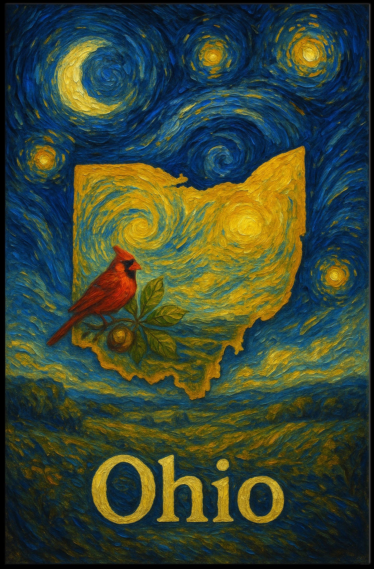 Ohio Starry Night Tribute Poster
