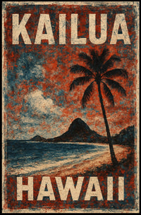 Kailua Hawaii Beach Art Deco Nostalgic Poster
