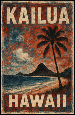 Kailua Hawaii Beach Art Deco Nostalgic Poster