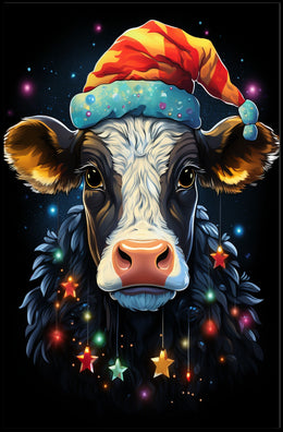 Whimsical Cow Christmas Poster: Festive Holiday Decor