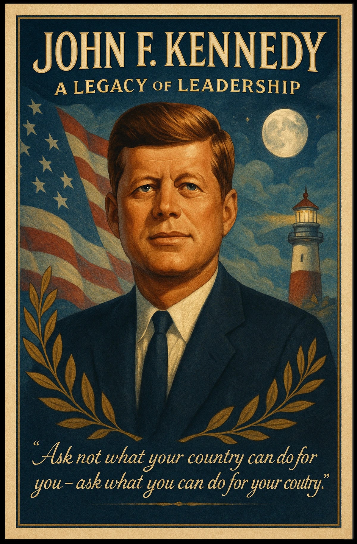 John F. Kennedy Vintage Leadership Poster Art