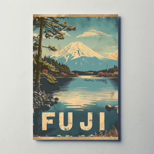 Fuji Mountain Lake Reflection Travel Poster