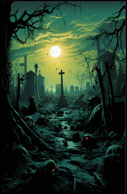 Haunted Cemetery At Dusk Poster