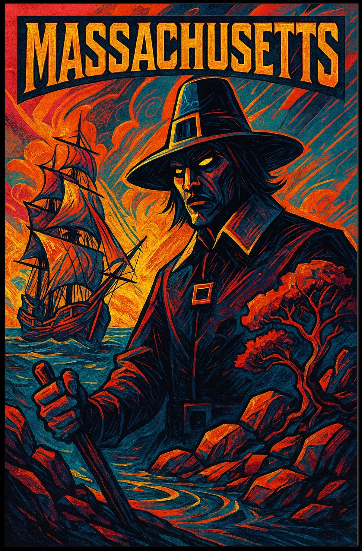 Massachusetts Pilgrim Poster