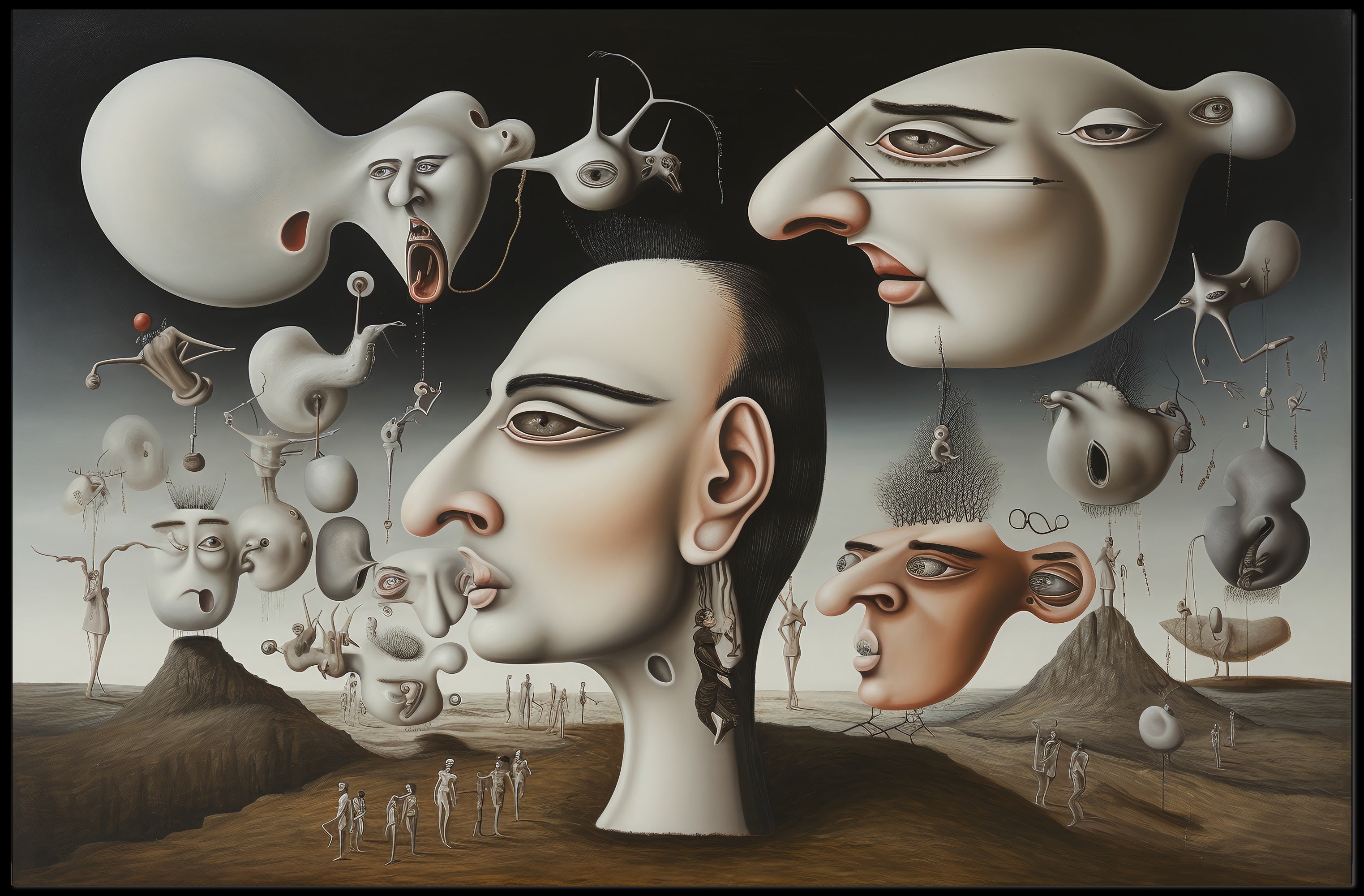 Surreal Dreamscape with Anthropomorphic Faces, Abstract or Artistic Poster