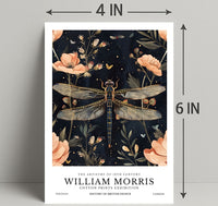 William Morris Exhibition: Intricate Dragonfly Arts and Crafts Poster