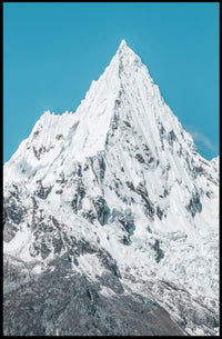 Majestic Snowy Mountain Under Blue Sky National Park Poster