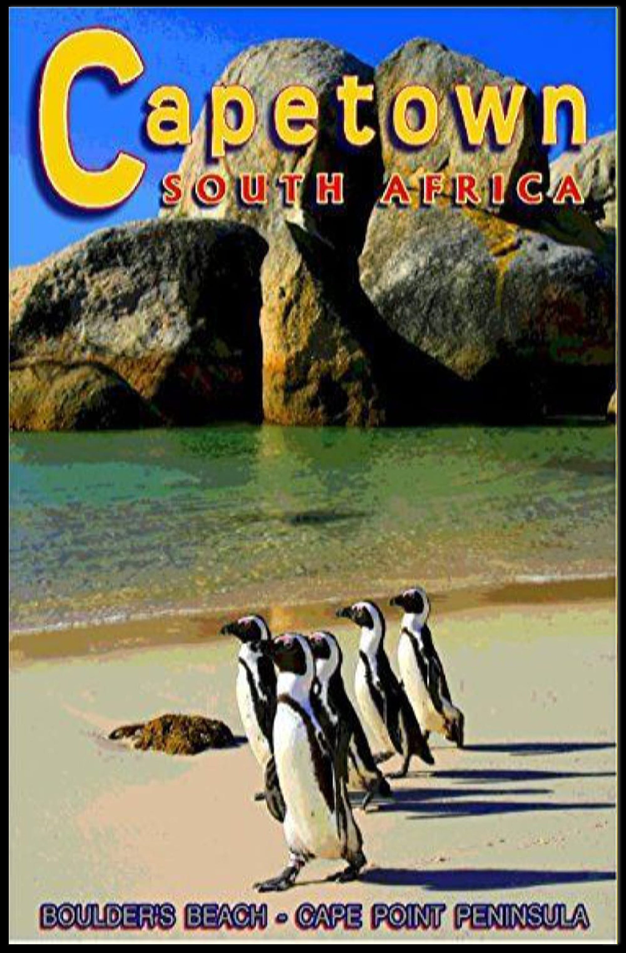 Boulder's Beach Penguins Travel Poster PosterGoat