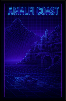 Amalfi Coast Futuristic Design Poster Wall Art For Decor