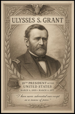 Ulysses S Grant 18th President Sketch Poster Art Print PosterGoat