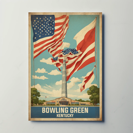 Bowling Green Kentucky Cityscape Art Print Vintage Travel Poster
