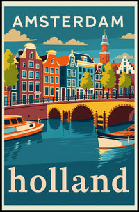 Amsterdam Holland Travel Poster