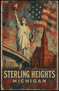 Sterling Heights Cityscape Vintage Collector Poster