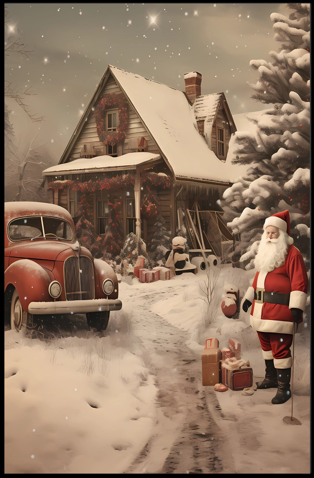 Winter Wonderland With Santa Poster