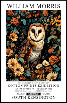 19th Century Owl Botanical Artistry Poster