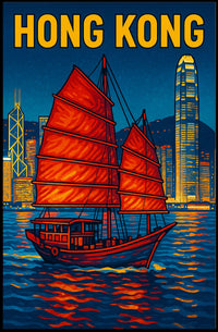 Hong Kong Harbor Scene Poster