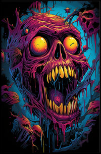 Fiery Skull Surreal Art Poster: Horror Fantasy Decor