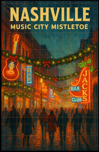 Nashville Music City Mistletoe Poster