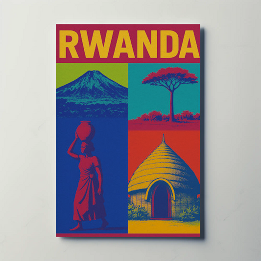 Rwanda Pop Art Iconic Scenes Poster Travel
