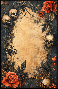 Macabre Roses and Skulls Gothic Artistic Theme Poster