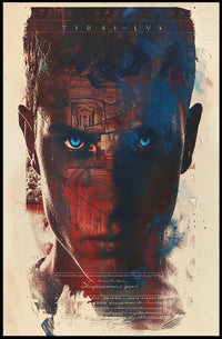 Menacing Creature in Fiery Dystopian Landscape Poster PosterGoat