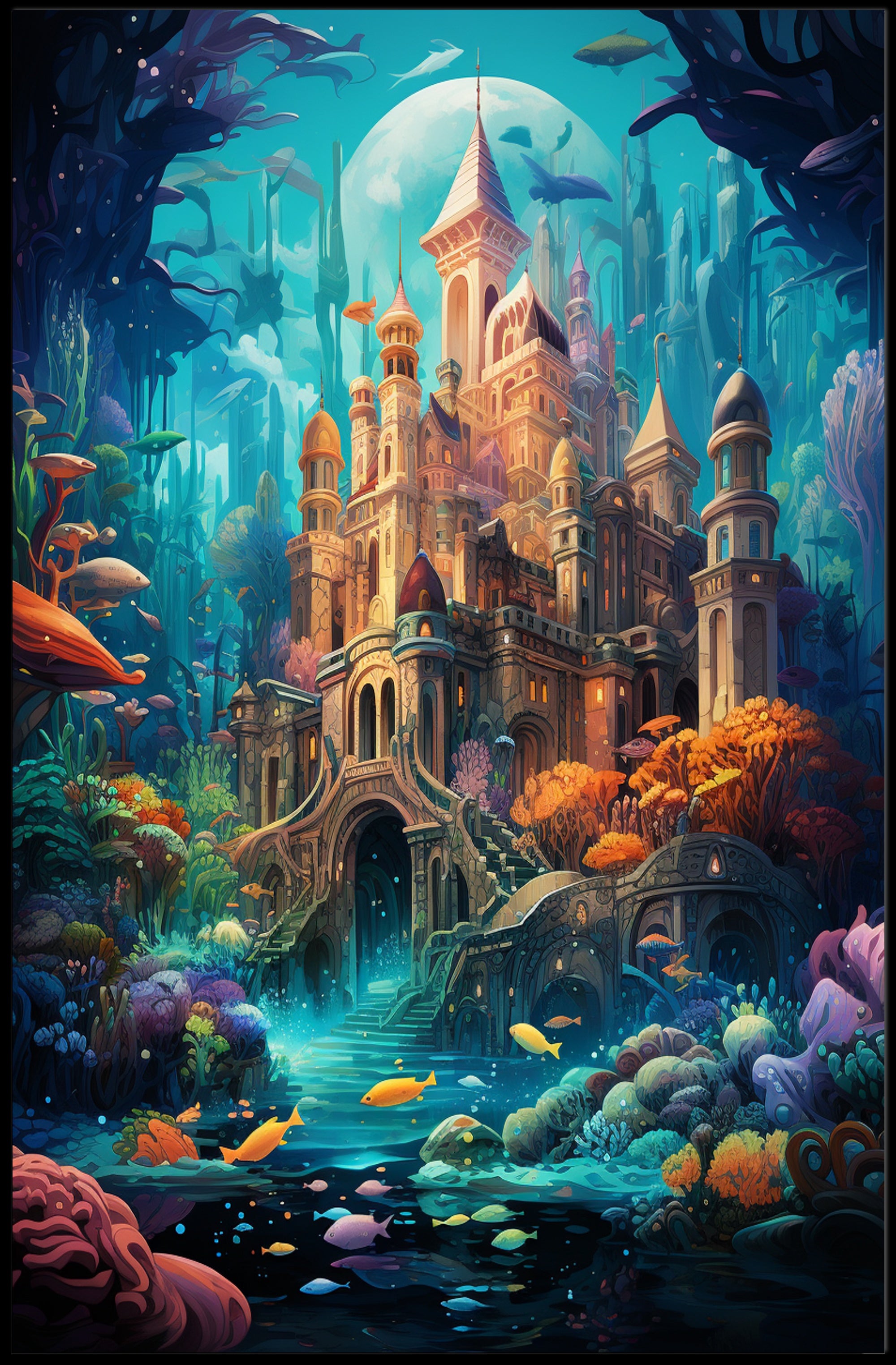Enchanted Underwater Castle Poster