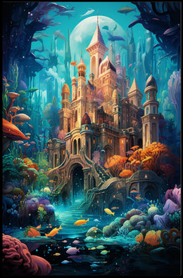 Enchanted Underwater Castle Poster