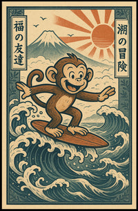 Surfing Monkey Adventure Poster