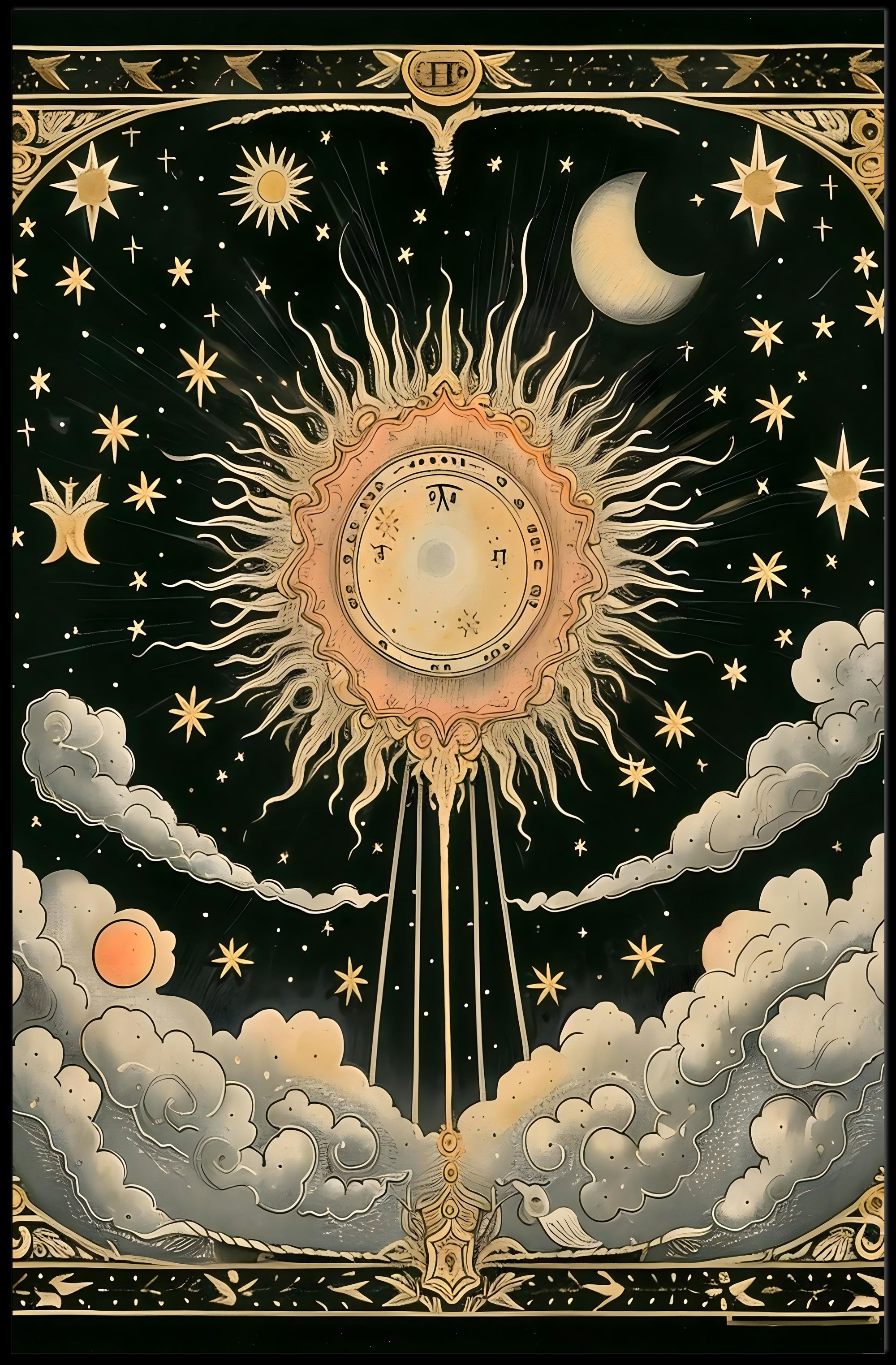 Celestial Sun and Symbols Space or Astronomy Poster