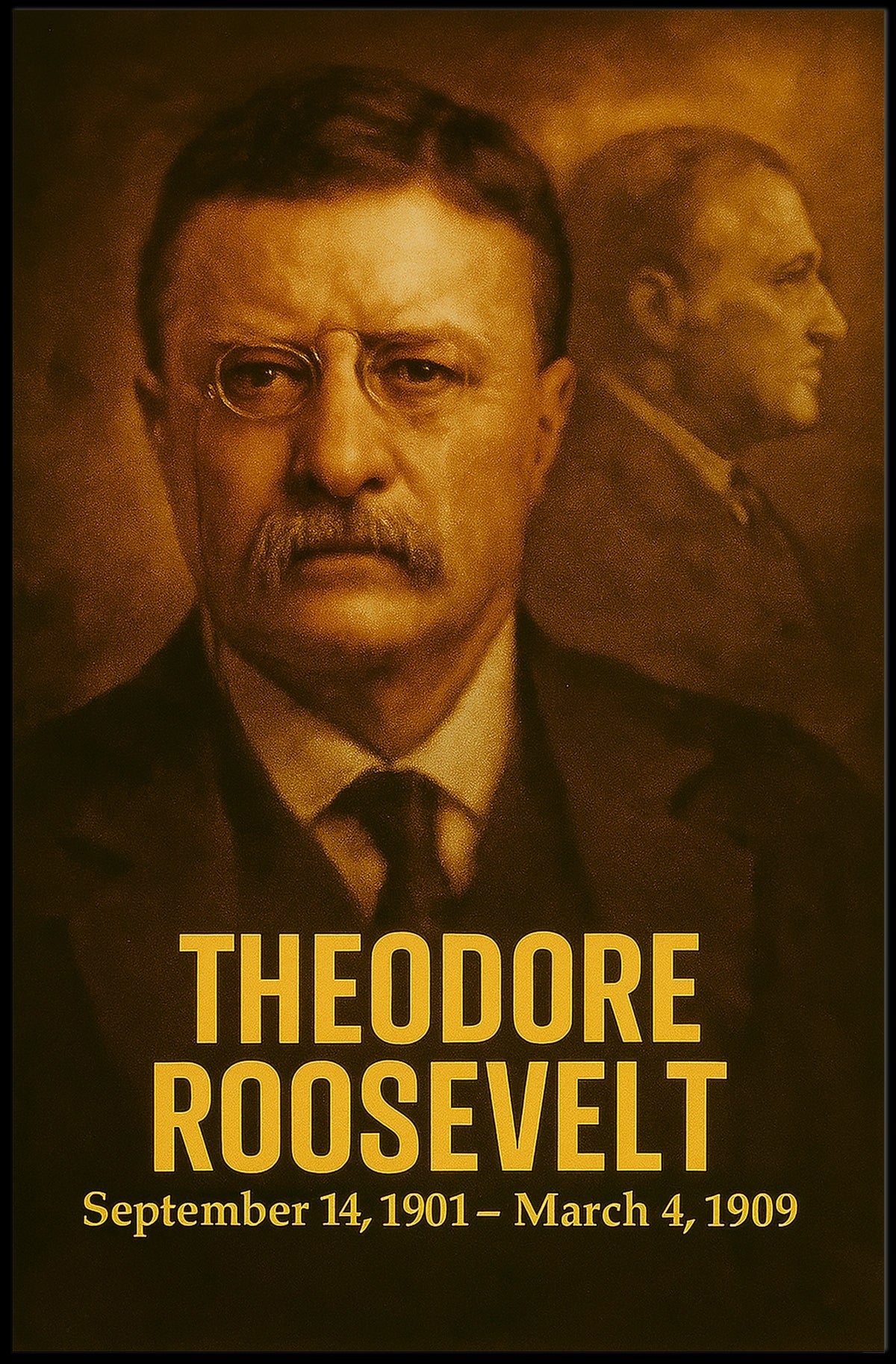 Theodore Roosevelt Poster Vintage Analog Film Aesthetic Presidential Portrait Wall Art Historical Print