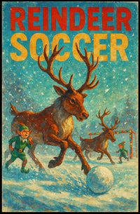 Reindeer Soccer Festive Winter Wonderland Poster