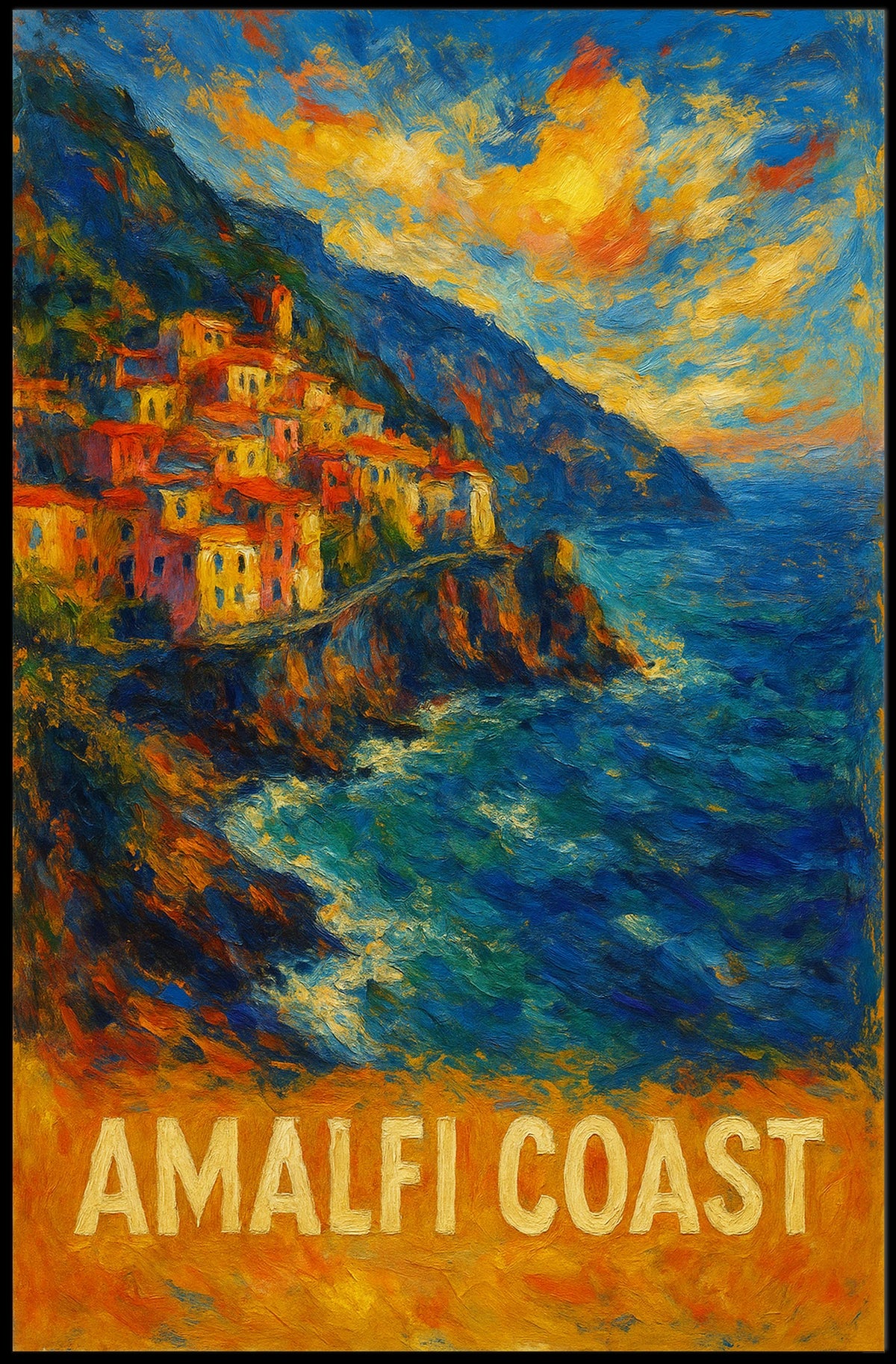 Amalfi Coast Poster Wall Art Scenic Coastal Print Decor