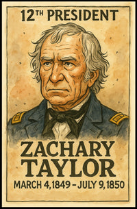 Zachary Taylor 12th President of the United States Exaggerated Cartoon Sketch Poster