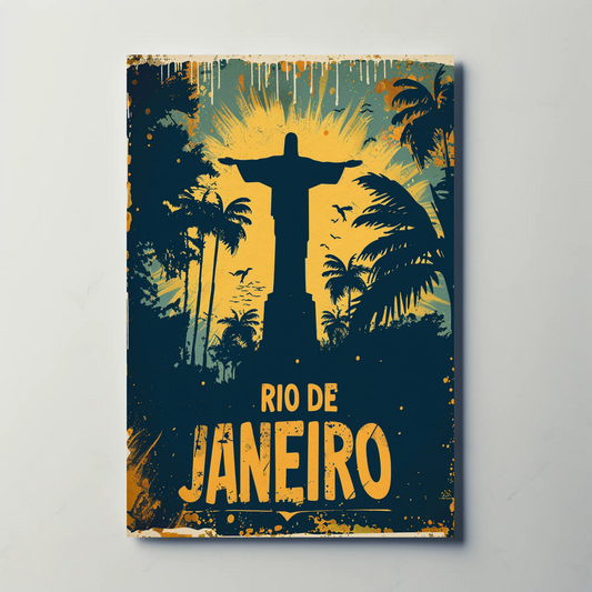 Rio De Janeiro Christ Statue Jungle Skyline Travel Poster