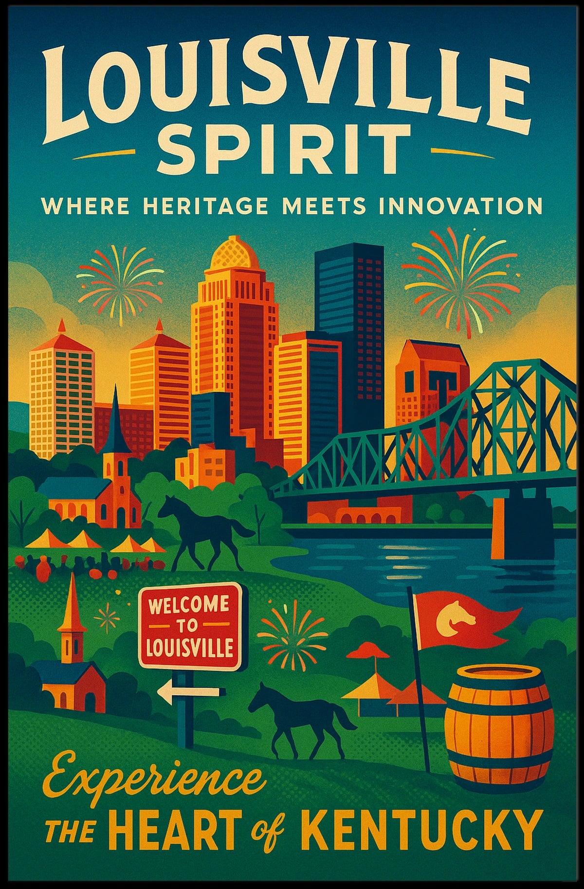 Louisville Spirit Where Heritage Meets Innovation Poster