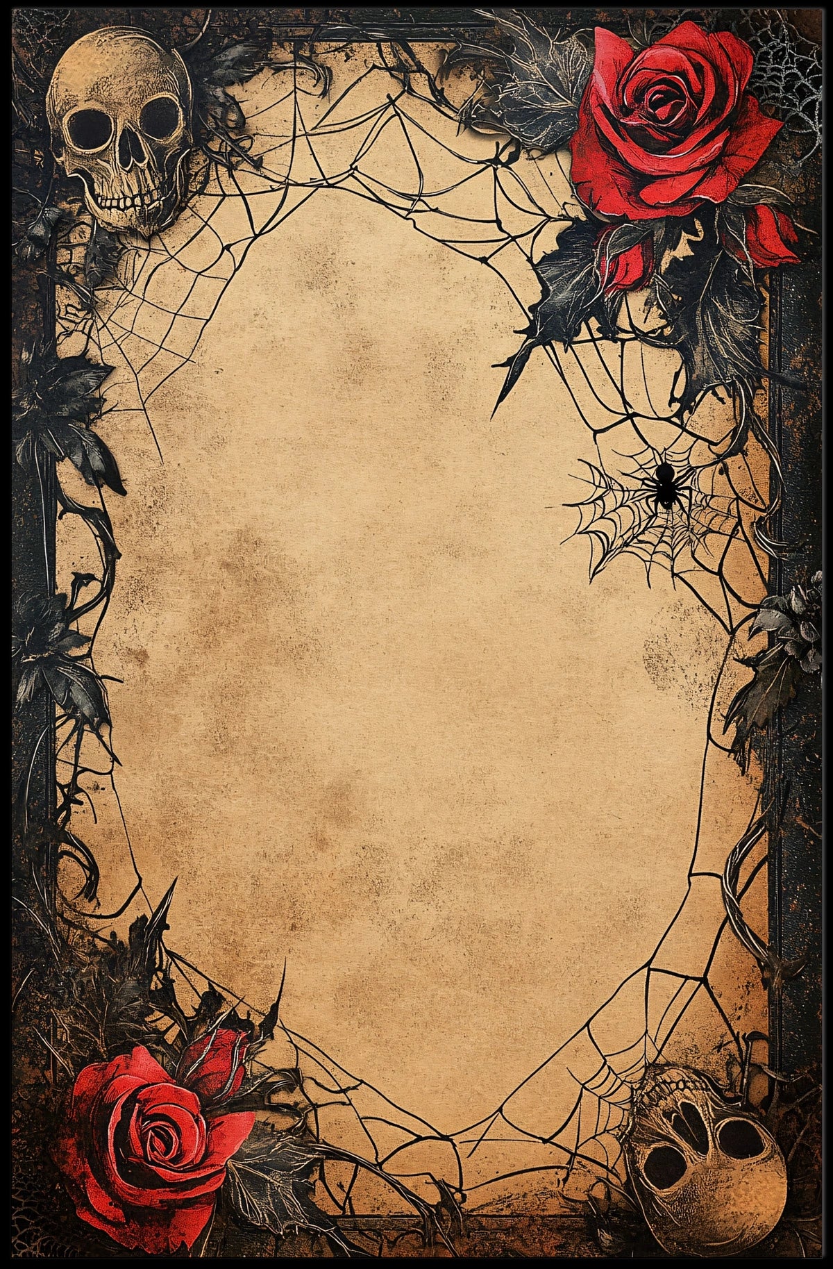 Gothic Skulls and Roses Artistic Pop Culture Poster