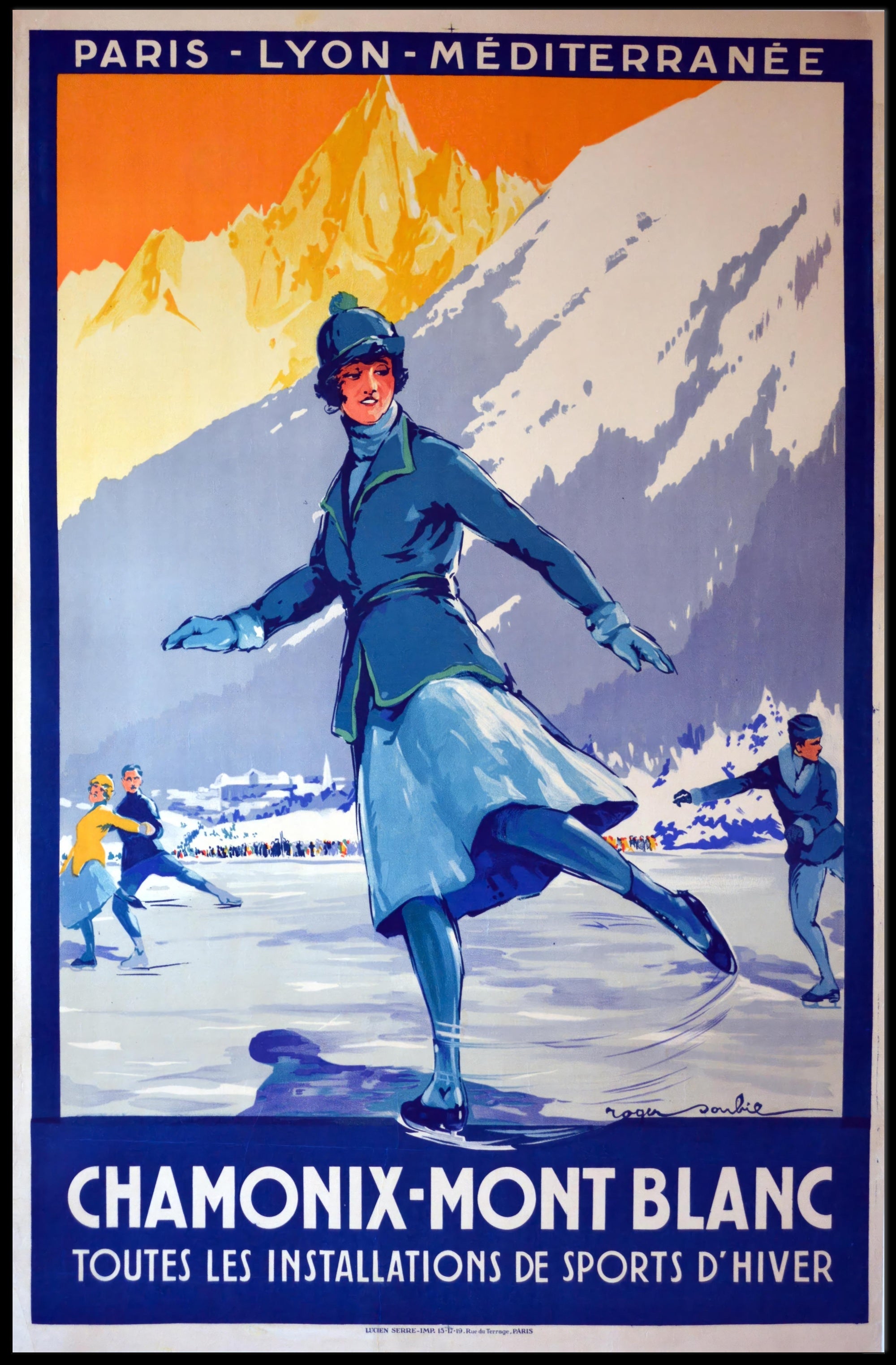 Chamonix-Mont Blanc Vintage Winter Sports Travel Poster PosterGoat