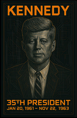 John F. Kennedy 35th President of the United States Techno Schematic Poster