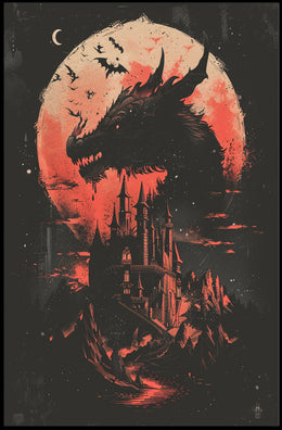 Dark Gothic Dragon Castle Fantasy Art Poster PosterGoat