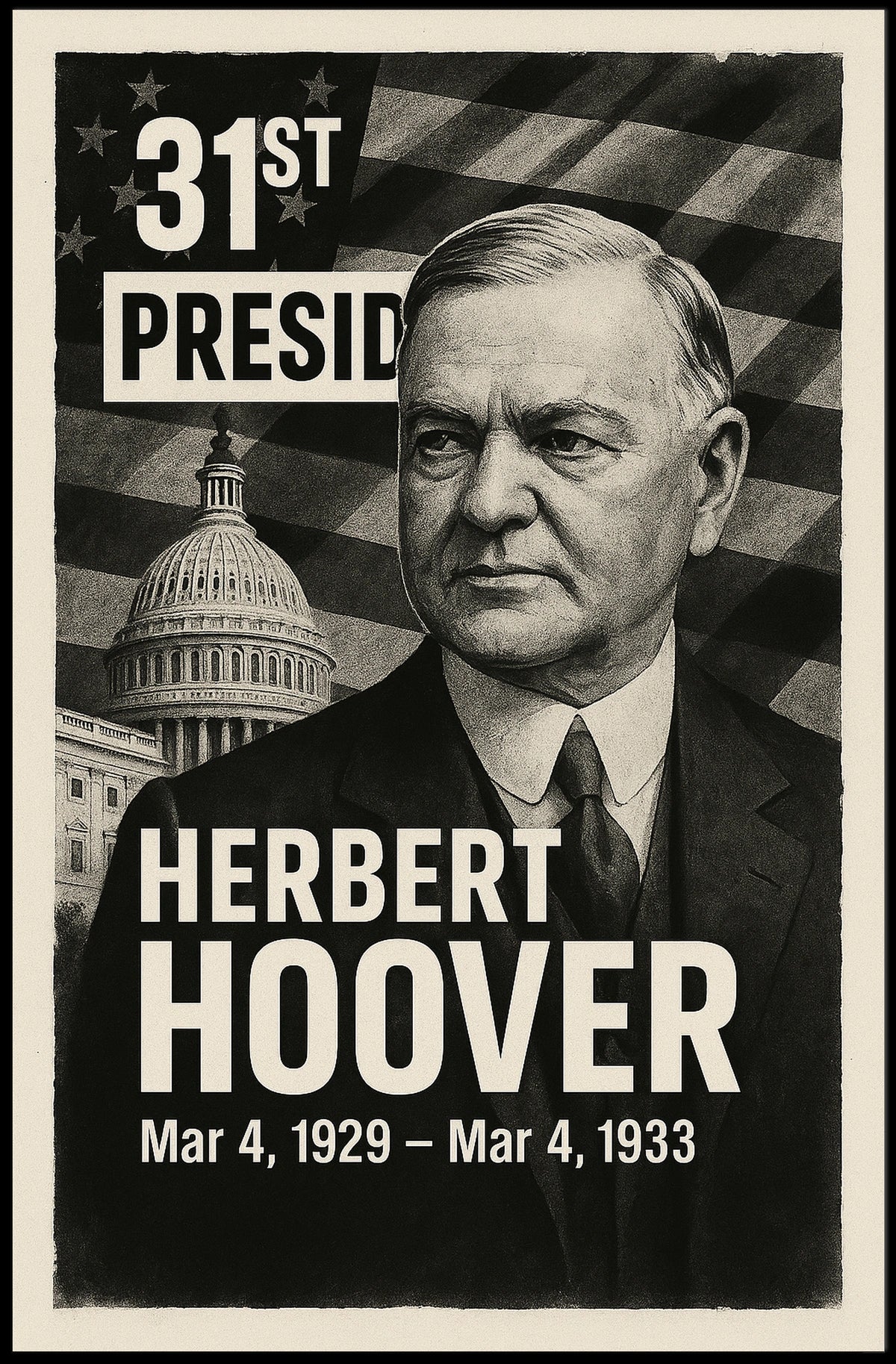 Herbert Hoover 31st President of the United States Digital Montaje Poster