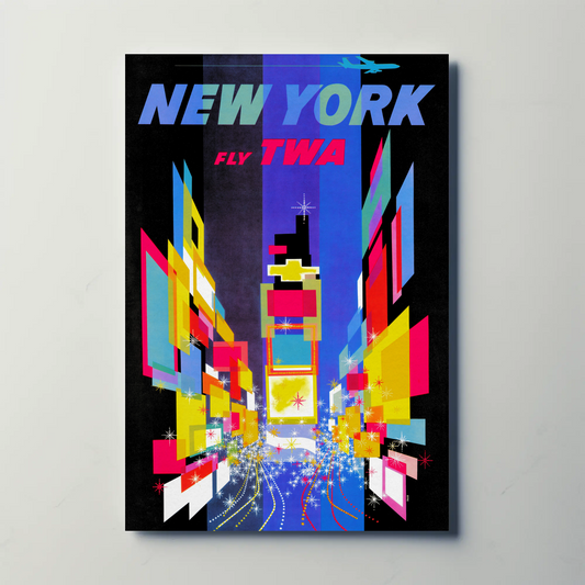 Fly TWA to New York Retro Poster by David Klein (1956)