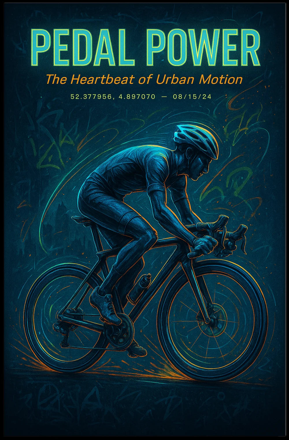 PEDAL POWER Energetic Urban Motion Sports Poster PosterGoat