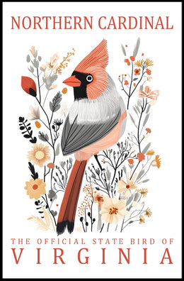 Northern Cardinal Virginia State Bird Art Poster