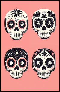 Day of the Dead Sugar Skulls Vibrant Floral Poster