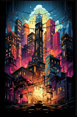 Vibrant Cityscape At Dusk Poster
