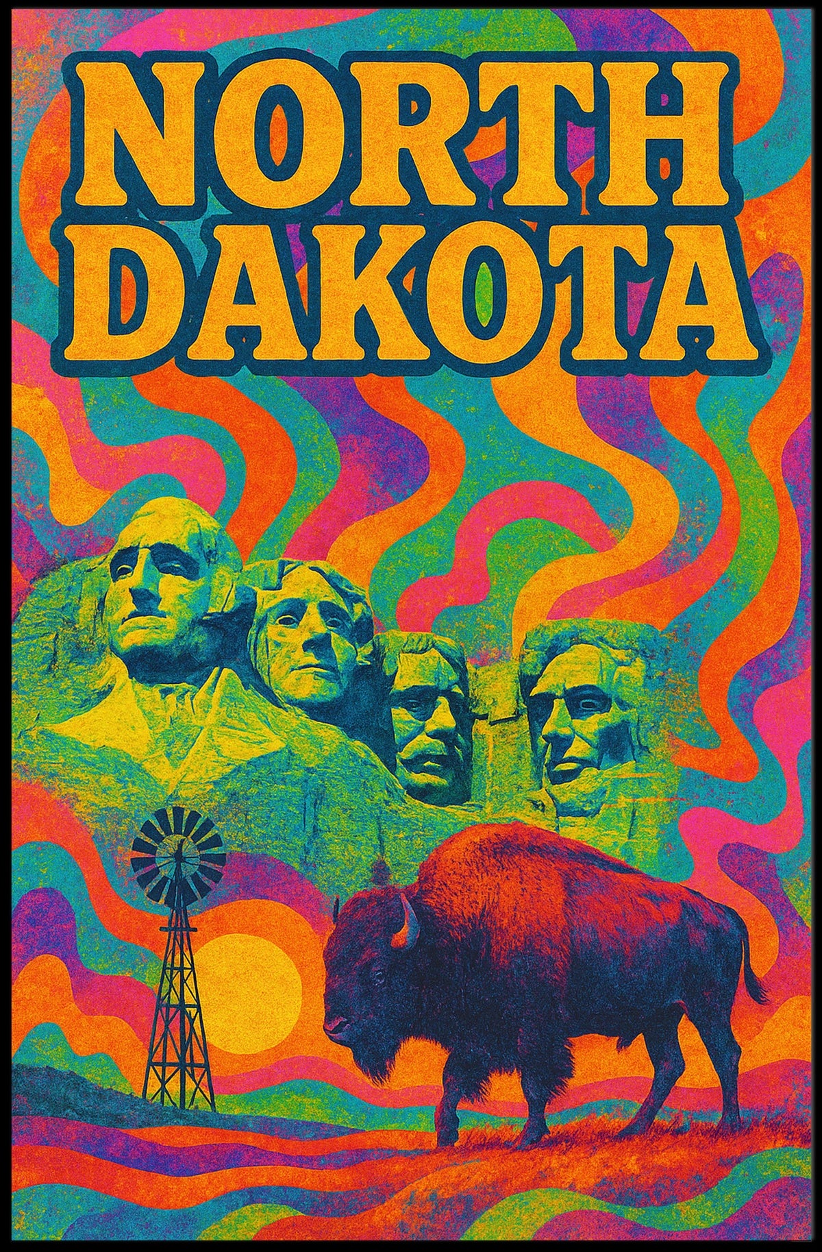 North Dakota Psychedelic Poster