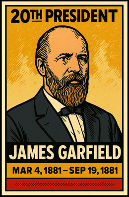 James A. Garfield 20th President of the United States Inked Comic Style Poster